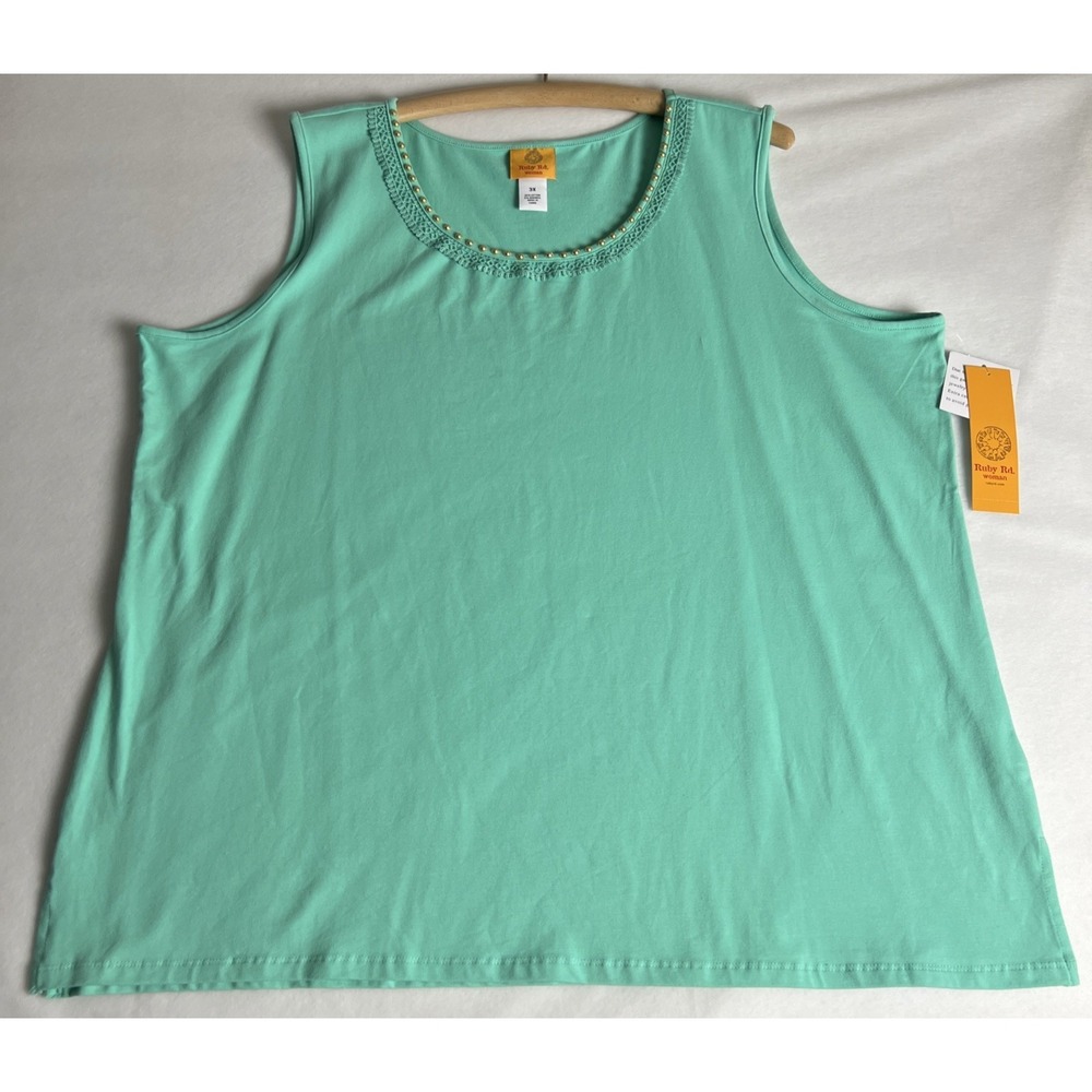 Ruby Rd. Women's Tank Top Plus Size 3X Tropical Splash 42255NG Stretch A64